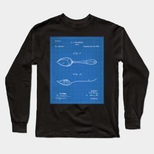 Kitchen Spoon Patent - Cook Chef Farmhouse Decor Art - Blueprint Long Sleeve T-Shirt